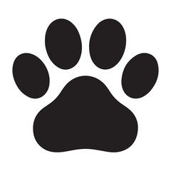 Dog or cat paw print flat icon for animal apps and websites