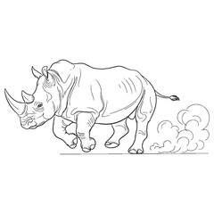Iconic Rhino Line Art – Rhino Vector Outline Drawing with Clear Horn and Ear Definition – Rhino Drawing – Vector of Rhino – Rhino Outline

