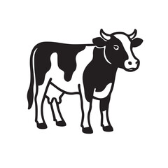 Milking shorthorn cow silhouette vector illustration