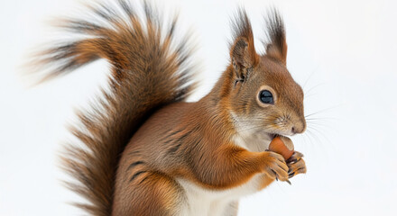 Obraz premium Cute squirrel eating nut wildlife animal rodent nature furry tail outdoors adorable mammal wildlife photography