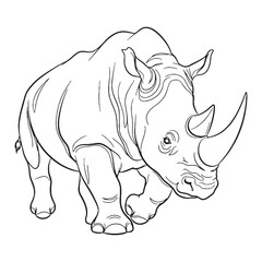 Elegant Rhinoceros Line Art – Rhinoceros Vector Illustration Smooth Drawing with Iconic Body Form – Rhinoceros Drawing – Line Art Drawing of Rhinoceros – Rhinoceros Icon

