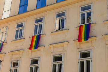 LGBTQ Flag on House Window in Vienna