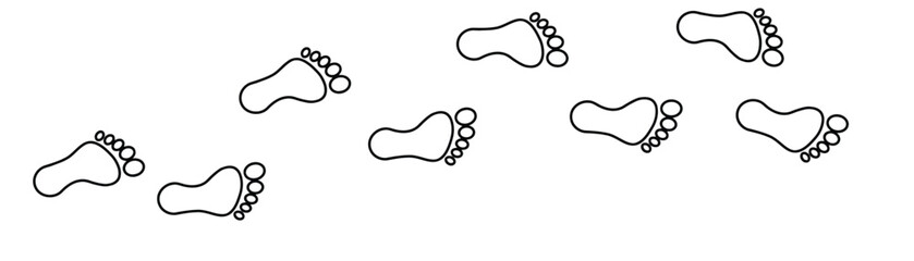 Human walking footprint silhouette design element on white background