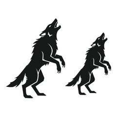 Vector art of two wolves howling isolated on white background
