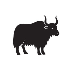 Silhouette vector illustration of a yak