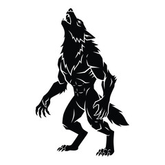 Fototapeta premium Vector art of werewolf howling on white background