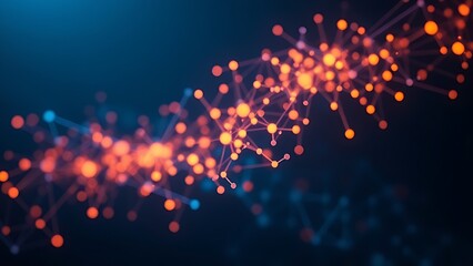 Abstract data visualization with glowing nodes in dark space, representing digital connectivity.