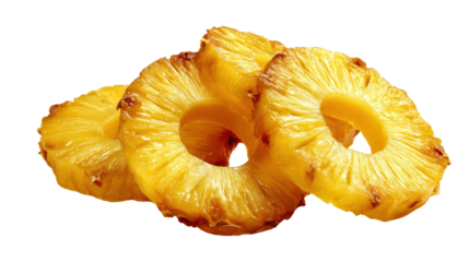 Fresh pineapple slices on a white isolated background.
