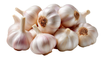 Garlic Bulbs Close-up: A captivating image of multiple fresh garlic bulbs, captured in high-resolution.  The textured skins and inviting color palettes draw attention.