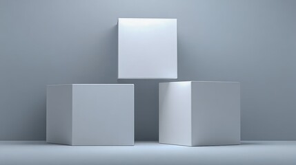 Minimalist White Cube Display: Abstract Geometric Composition for Product Showcase and Modern Design Presentation