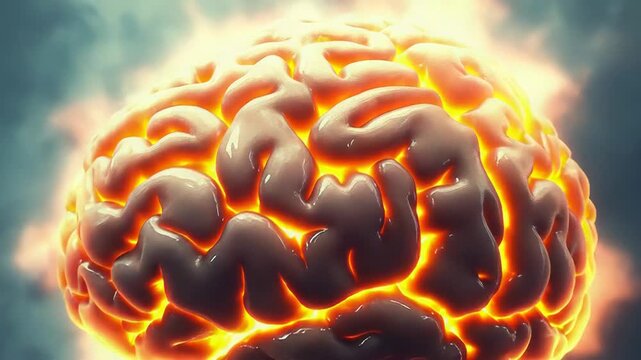 Exploding human brain showing mental health issues and burnout syndrome