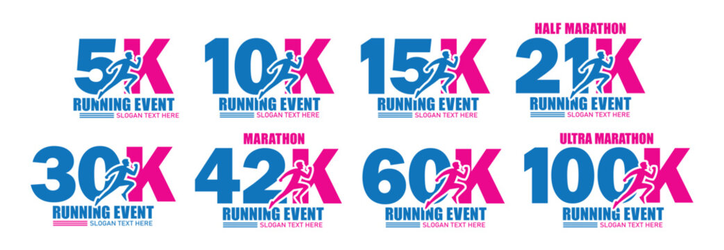 Running event sport logo, vector illustration