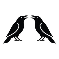 Naklejka premium Vector art of two crows isolated on white background