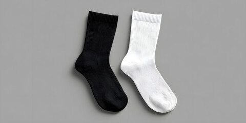 Stylish black and white socks, perfect for fashion, apparel, or retail product presentations, modern style © jendralbiribiri