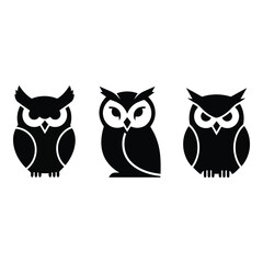 Fototapeta premium Vector art of three owls isolated on white background