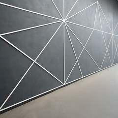 Modern geometric wall design with white lines creating a dynamic and sophisticated interior space