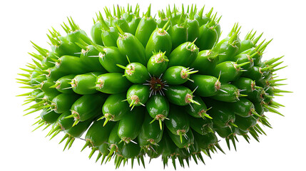 Unique Green Flora with Sharp Spikes: A striking macro shot of an unusual green plant, the intricate details of its sharp, spiky protrusions create a captivating visual.