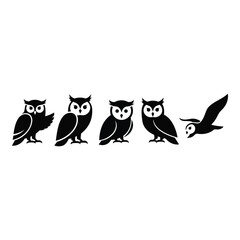 Vector art of group of owls isolated on white background