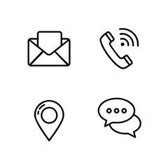 contact and chat black vector icon set