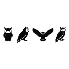 Vector art of set of owls isolated on white background