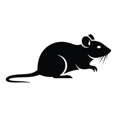 Vector art of black mouse silhouette isolated on white background