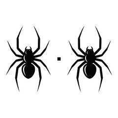 Vector art of two black spiders isolated on white background