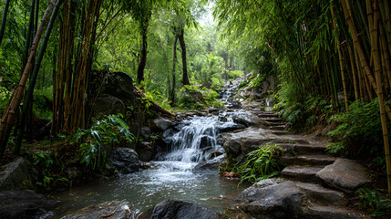 Obraz premium Bamboo Waterfall