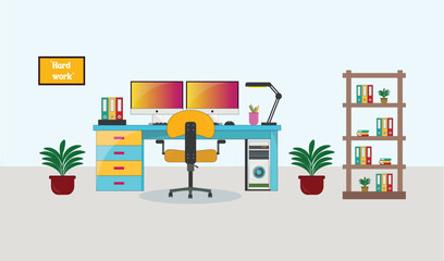 Remote office workstation concept vector 