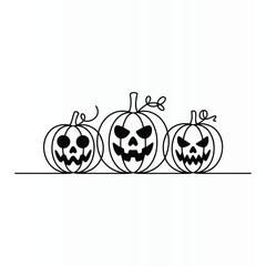 Obraz premium Halloween Pumpkin Single Line Art with continuous Motion