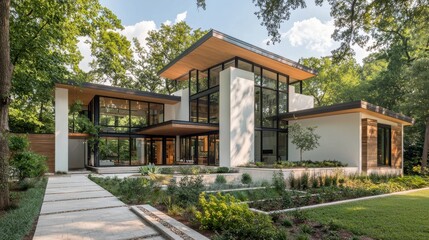 Modern sustainable home with garden landscaping