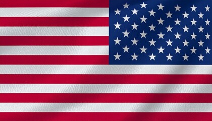 Fototapeta premium Waving United States flag with visible fabric texture, symbolizing patriotism, national pride, and American identity.