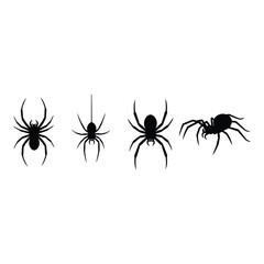 Vector art of spiders silhouette isolated on white background