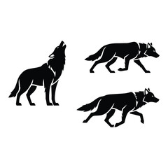 Vector art of three wolves isolated on white background