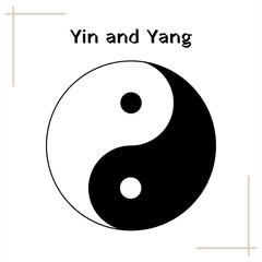 Ying yang symbol, Feng shui icon, black and white