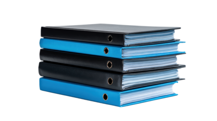 Stack of colorful office folders on a white isolate background.