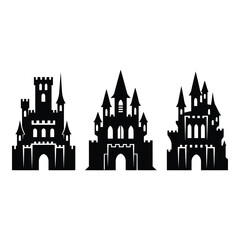 Obraz premium Vector art of three castles isolated on white background