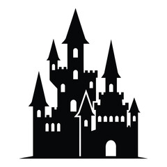 Obraz premium Vector art of black castle silhouette isolated on white background