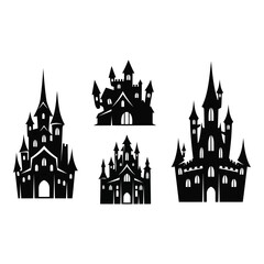 Obraz premium Vector art of collection of haunted houses isolated on white background
