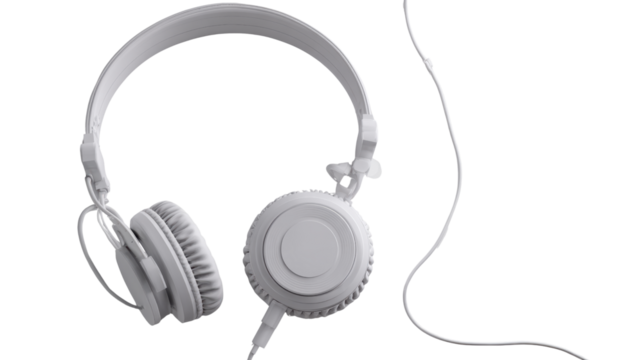 White headphones with a sleek design, perfect for music lovers and audio professionals.