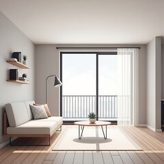Serene minimalist living space design with natural light enhancing the calming atmosphere
