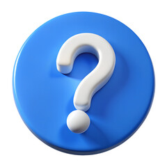 Naklejka premium 3D White Question Mark Symbol on a Blue Circle Icon graphic design isolated on a transparent background