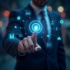 Fototapeta premium High-Tech Business Analytics and KPI Tracking Concept