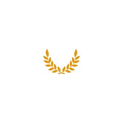 a gold laurel wreath symbol on a plain white background.