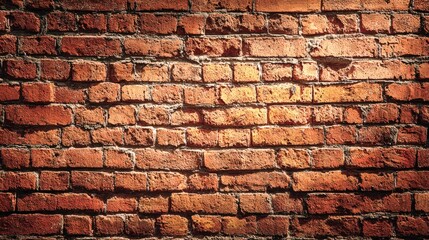 Fototapeta premium Rustic Brick Wall Texture: Old, Weathered Red Bricks with Rich Detail and Sunlight