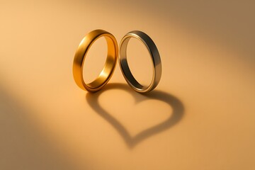 wedding rings love heart art 