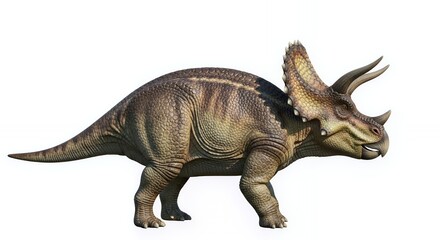 Realistic Triceratops Dinosaur Model on White Background for Educational and Scientific Use