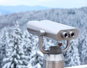 Binoculars on snow-covered mountain