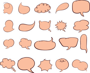 Hand-Drawn Cartoon Speech Bubble Set. Collection of 20 Unique Comic Style Speech and Thought Bubbles in Vector Illustration
