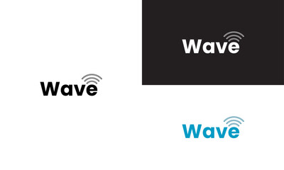 Wave Minimal Logo( with wave word and wifi wave signal on top of e)