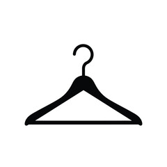 Vector illustration of black clothes hanger icon isolated on white background, a simple and clean graphic design element for fashion and retail